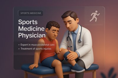 3D Design of Sports Medicine Physician with Integrated Text Blocks