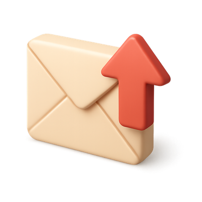 3D Envelope Icon with Upward Arrow in Isometric View