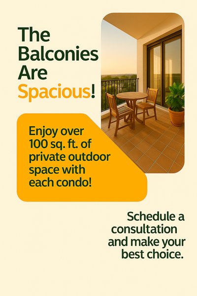 Promotional Graphic for Spacious Balconies in Condos
