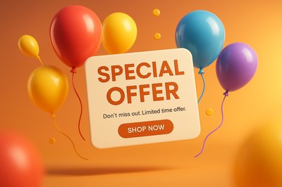 Colorful Balloon Themed Promotional Offer Graphic