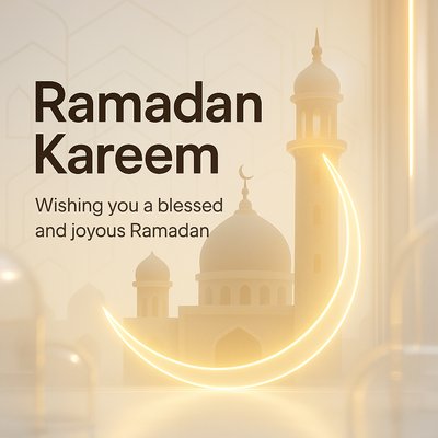 Elegant Ramadan Greeting Card with Modern Design Elements