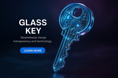 Hyperrealistic Glass Key with LED Technology in Close-Up