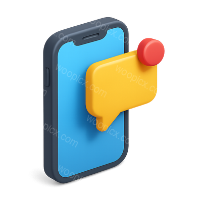 3D Mobile Phone Icon with Notification Bubble