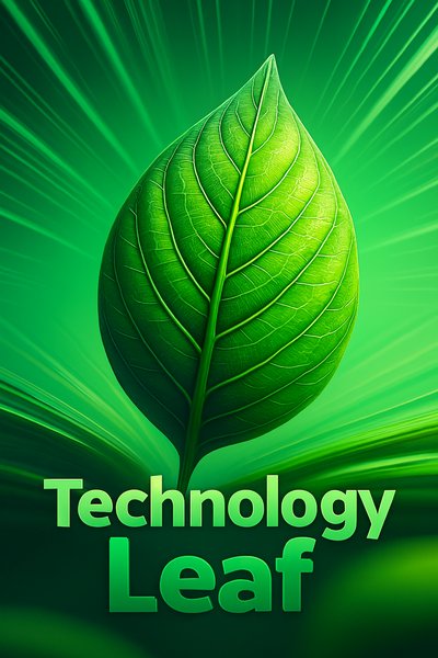 Vibrant Green Leaf Illustration with Dynamic Elements