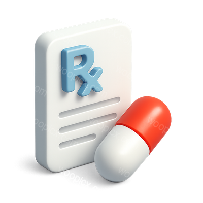3D Prescription Pill Icon with Transparent Background