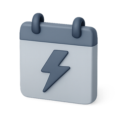 Stylized Calendar Icon with Lightning Bolt Design