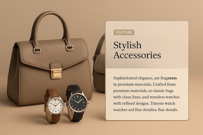 3D Illustration of Elegant Accessories Featuring Bags and Watches