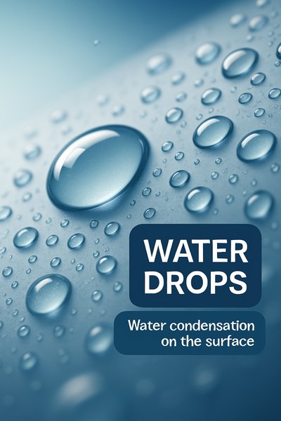 Close-up of Water Drops on a Surface with Condensation