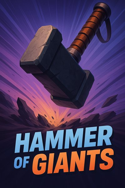 Dynamic Hammer of Giants Illustration with Bold Title