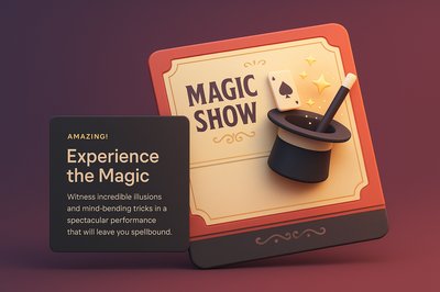 Enchanting Magic Show Ticket Design with 3D Elements