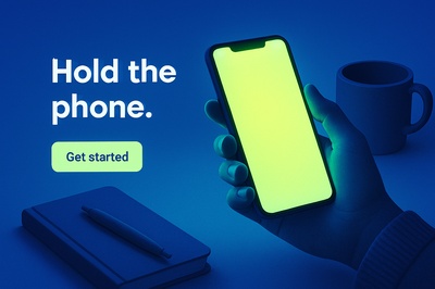 Glowing Phone in Dim Light with Hand and Accessories