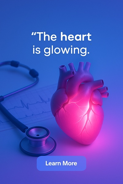 Neon Heart Glow with Medical Elements and Vibrant Colors