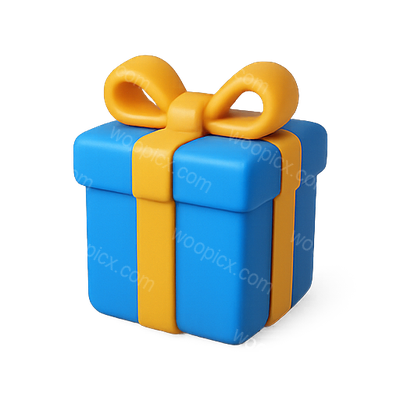 3D Rendered Gift Box with Blue and Yellow Colors