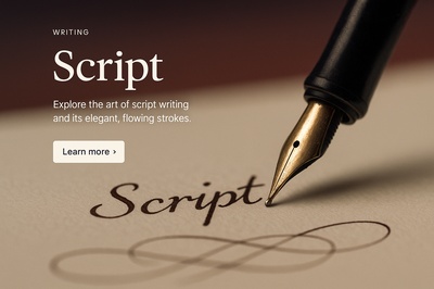 Elegant Script Writing with Pen on Minimalist Web Page