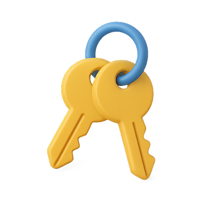 Stylized Key Icon with Colorful Ring Design