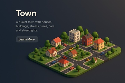 Aerial View of a Quaint Town in 3D Style