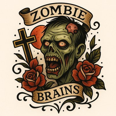 Illustrative Zombie Artwork with Floral Elements