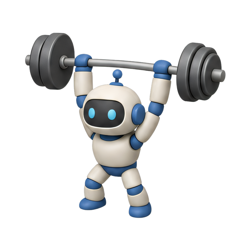 robot lifting weights in gym