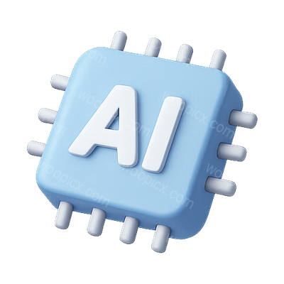 3D Illustration of an AI Microchip Icon