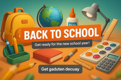 Colorful Back to School Graphic with Supplies