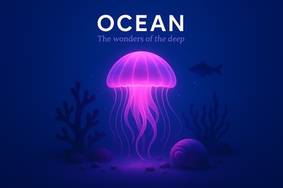 Illuminated Ocean Environment with Jellyfish