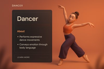 3D Illustration of a Dancer with Informative Overlay