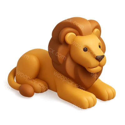 Stylized 3D Lion Icon with Soft Features