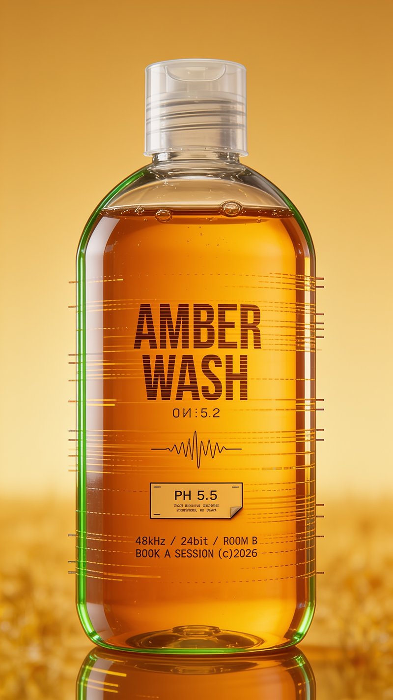 sleek shampoo bottle on shelf