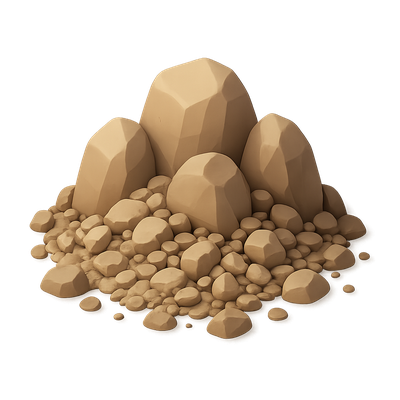Isometric 3D Moraine Rocky Debris Illustration