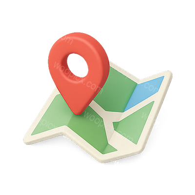 3D Map Illustration with Location Pin Icon