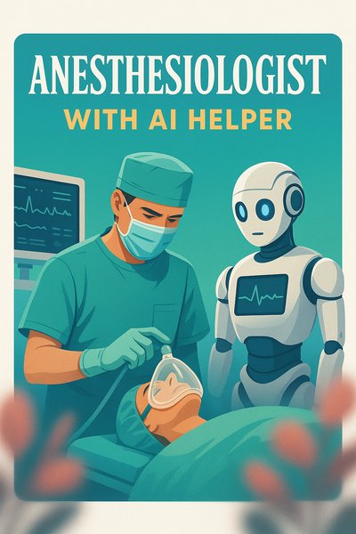 Anesthesiologist with AI Assistant in a Modern Medical Setting