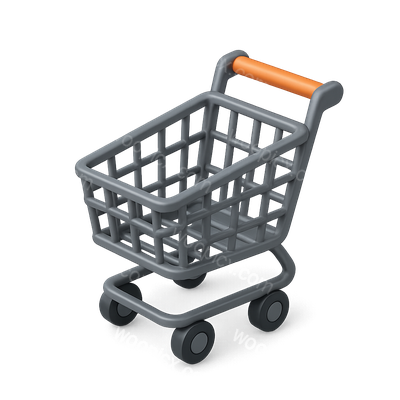 Stylish 3D Shopping Cart Icon in Isometric View