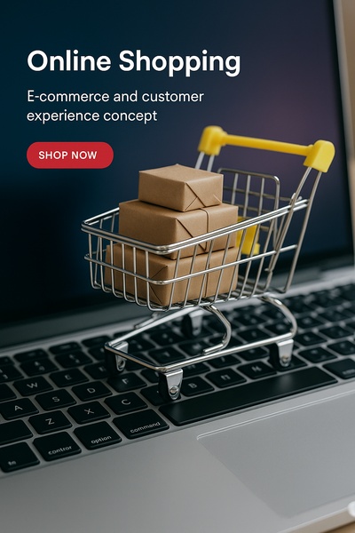 Online Shopping E-commerce Concept with Shopping Cart on Keyboard