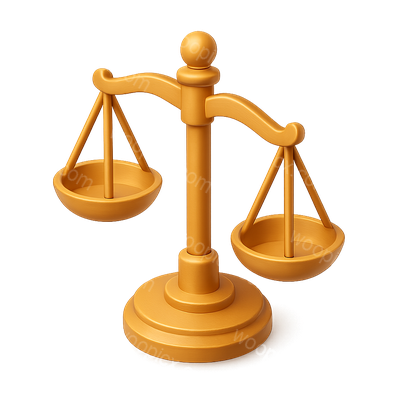 Stylish 3D Balance Scale Icon with Volumetric Design