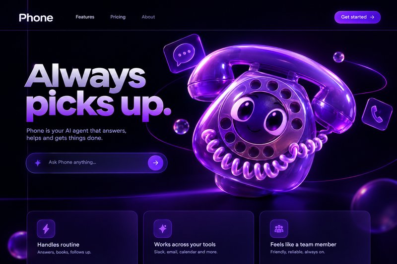 Engaging AI agent landing page