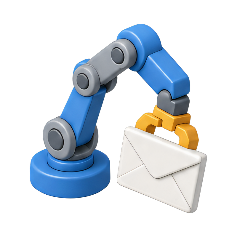 robot arm with letter envelope