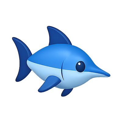 Cartoon-Style Blue Fish Character