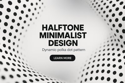 Dynamic Halftone Minimalist Design with Polka Dots
