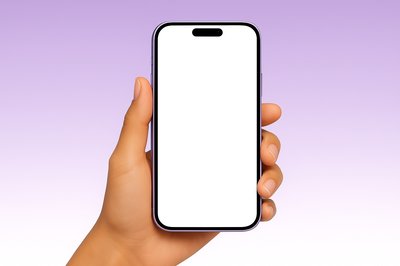 Purple Smartphone Held in Hand with Blank Screen