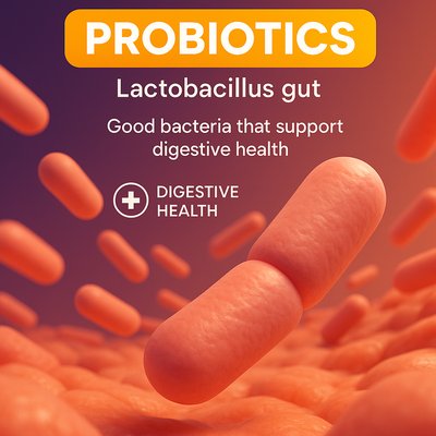 3D Graphic of Probiotics with Digestive Health Theme