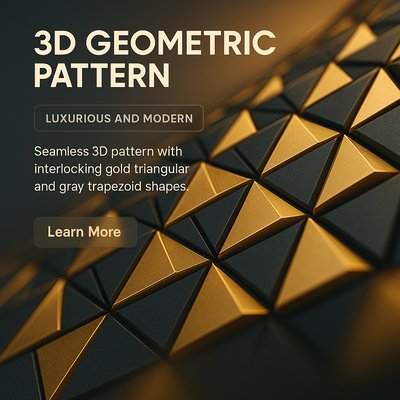 Luxurious 3D Geometric Pattern with Gold and Gray Elements