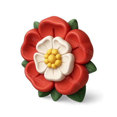 Colorful 3D Flower Icon with Red Petals