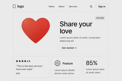 Minimalistic Landing Page Design Featuring Heart Emblem