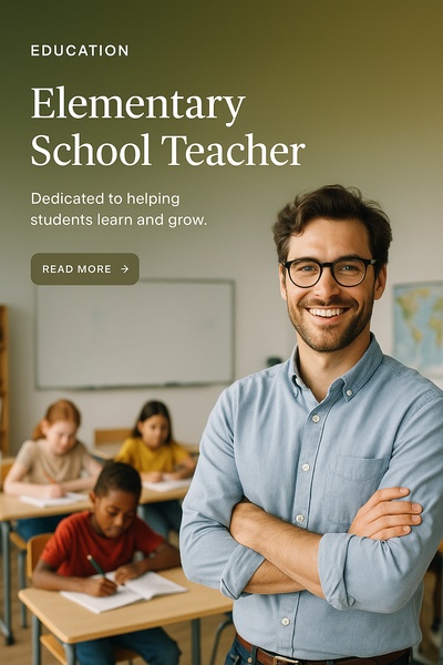 Smiling Male Teacher Engaging Students in Classroom Setting