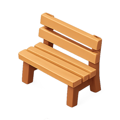 Simple Orange Plastic Bench Model for Design Use