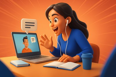 Dynamic Home Office Scene with Remote Worker Engaging in Virtual Meeting