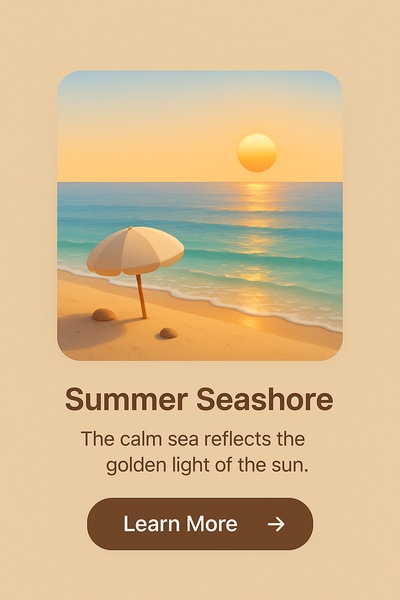 Serene Summer Seashore Scene with Calm Waters