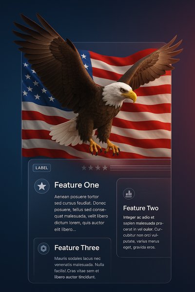 3D Illustration of Eagle Against American Flag Background
