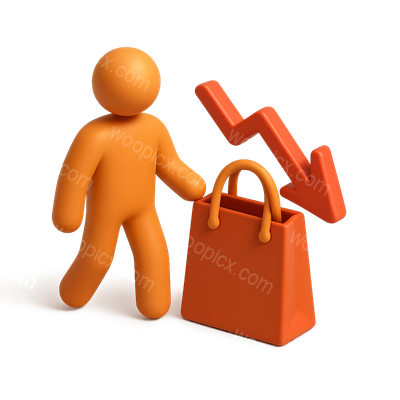 3D Shopping Icon Illustrating Decline in Trends