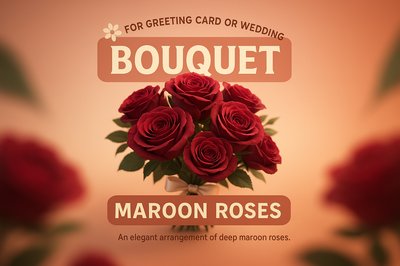 Elegant Bouquet of Maroon Roses for Greeting Cards and Weddings